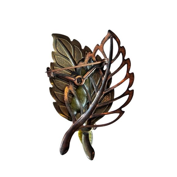 Basics by Croft & Barrow Fall Autumn Theme Leaf Pin Brooch 2 5/8"h - Picture 4 of 4